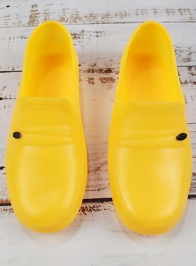 男胶鞋雨鞋防水男鞋男厨师鞋塑胶黄色工作厨房鞋工地建筑防滑平底