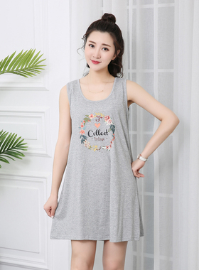 连衣裙纯棉睡裙女吊带睡裙夏季薄款女打底宽松背心裙大码睡衣胖mm