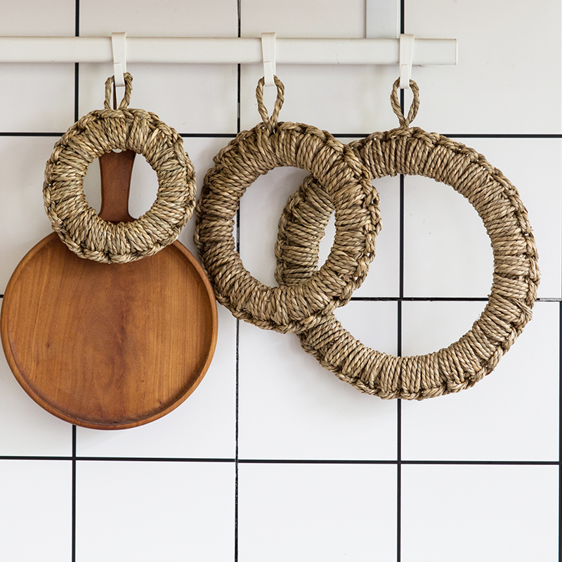 日式草编隔热垫手工锅垫加厚防烫耐高温餐垫汤锅砂锅复古水草垫圈