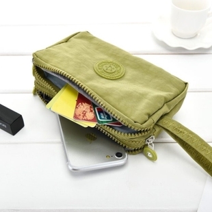 零钱包女长款帆布简约手拿包三层拉链手包女士小包大容量手机包袋