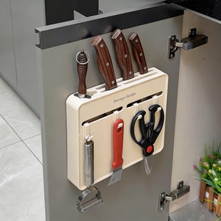 【厨房好物】刀架壁挂式刀具置物架整体橱柜门内侧菜刀收纳层架免