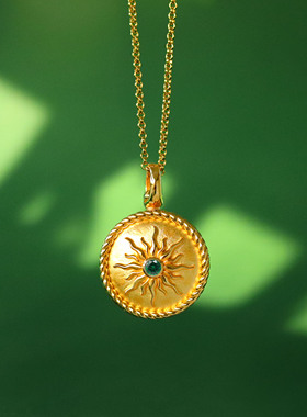 【太阳之眼】原创复古Locket太阳相片盒吊坠照片项链s925纯银镀金