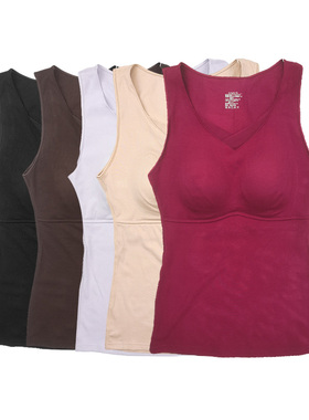 菲卡诗秋冬塑身背心女带胸垫杯一体托胸聚拢加厚磨毛德绒打底4313