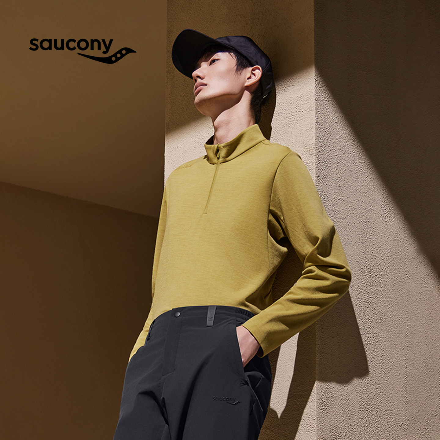 男子针织衫Saucony索康尼美丽奴羊毛柔软秋冬上衣长袖彭于晏同款