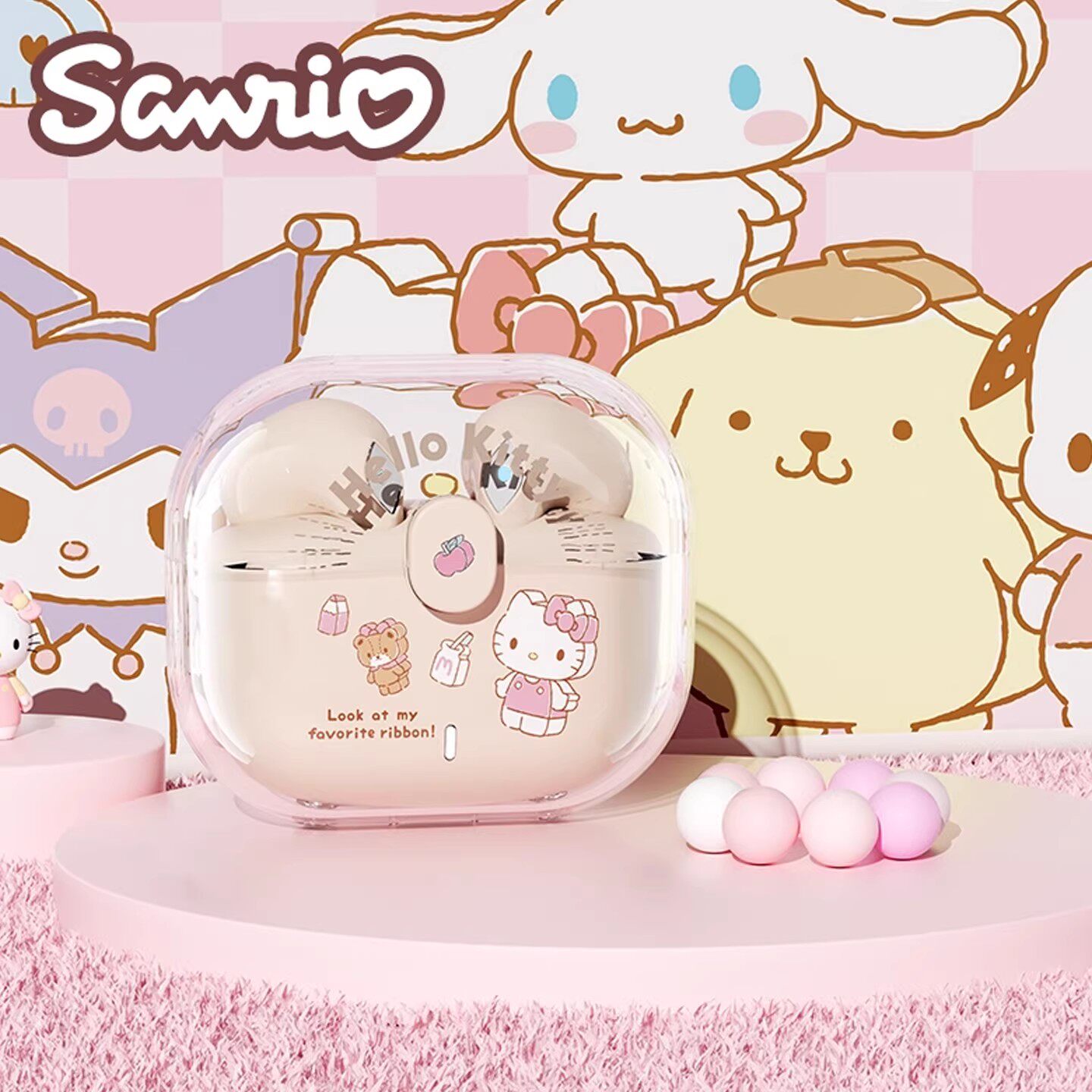 三丽鸥联名蓝牙耳机凯蒂猫2026新款女生运动降噪正品适用苹果oppo