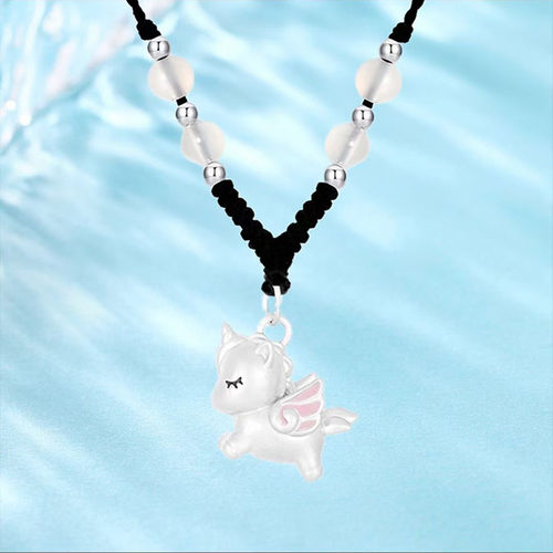 马年新款纯银梦幻独角兽项链配饰女本命年生肖马滴胶吊坠饰品