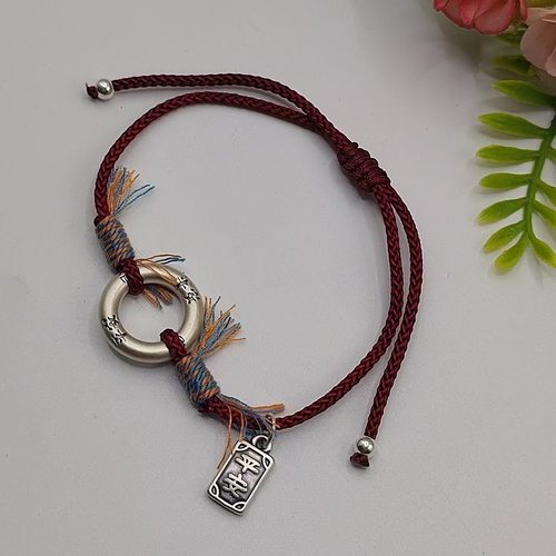 足银平安扣手链编织红绳