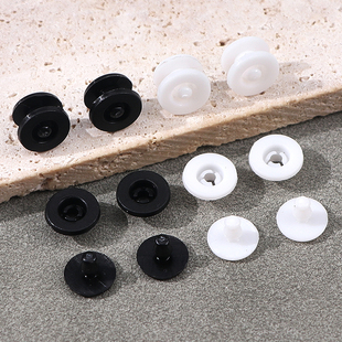 塑料二合扣一次性按扣黑白色卡扣固定扣子母扣防护面罩扣子纽扣