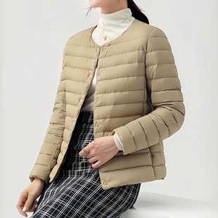羽绒内胆女2024新秋冬季内搭夹袄外穿轻薄u家同款90绒无领羽绒服