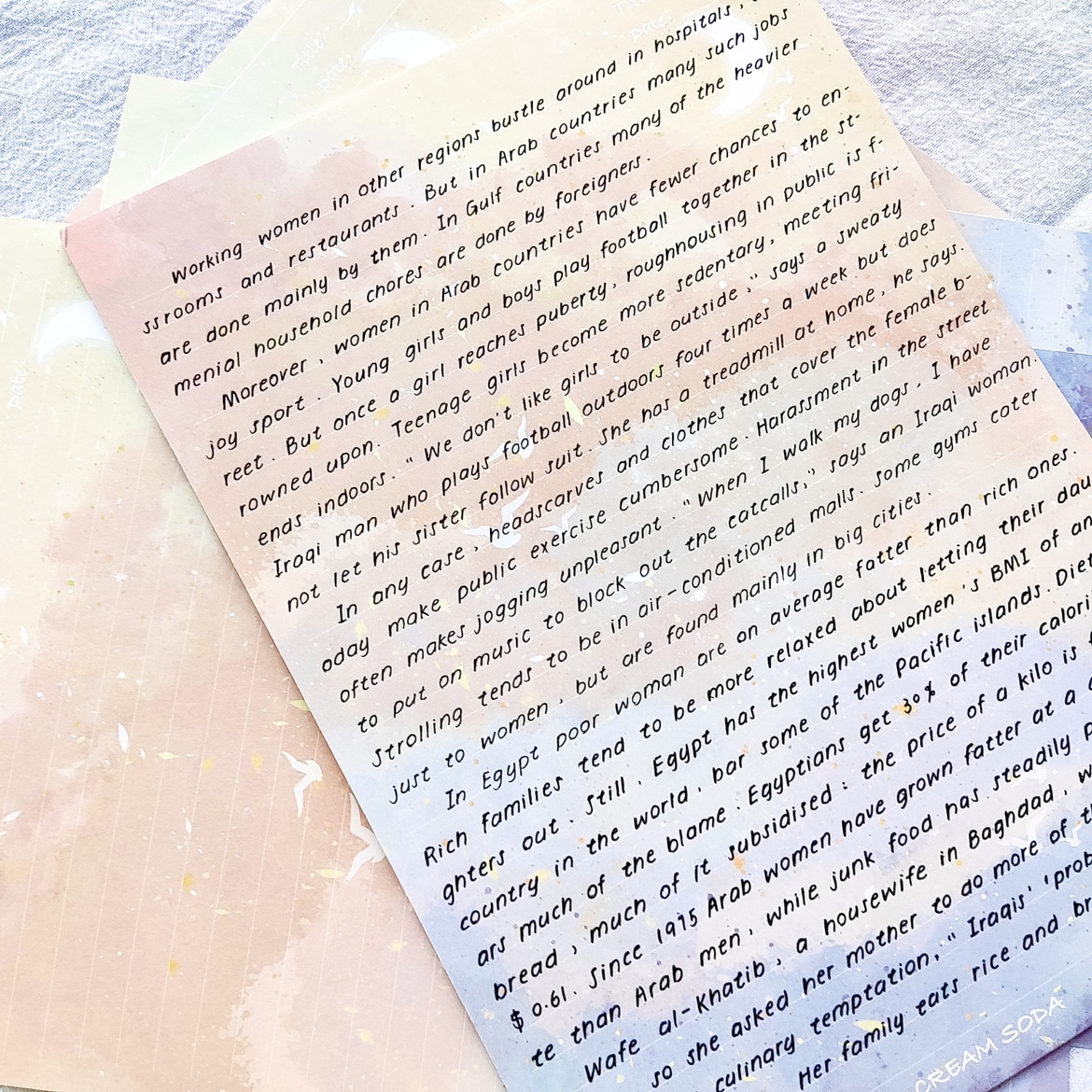 CREAMSODA奶油苏打拍纸本学习纸笔记本便签文具ins风信纸芊羽结界