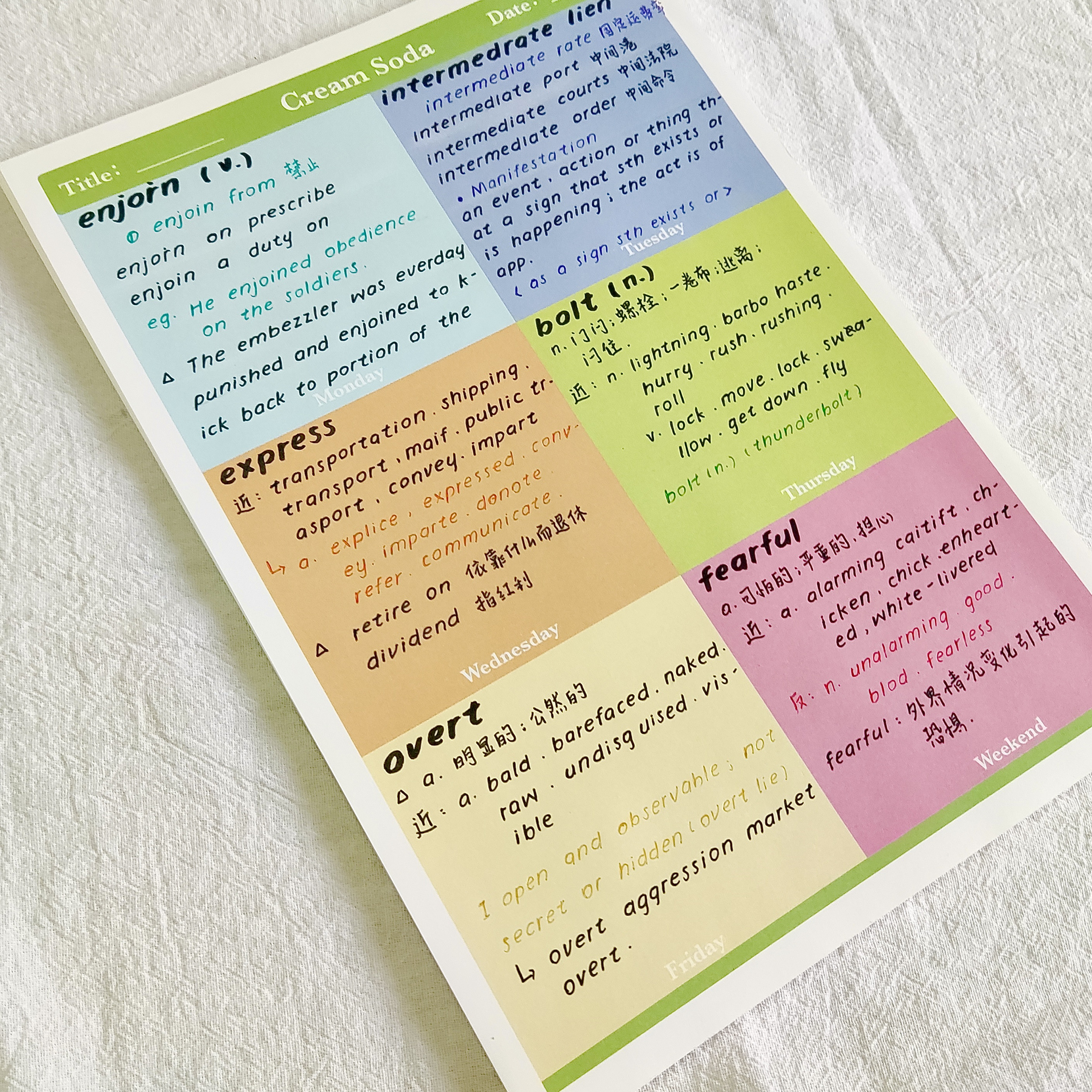 奶油苏打拍纸本信纸手帐可撕便签笔记本creamsoda笔记本ins印象