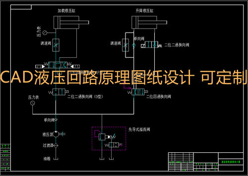锻压机床液压回路原理图CAD图 2d定制设计 液压回路原理图纸cad图