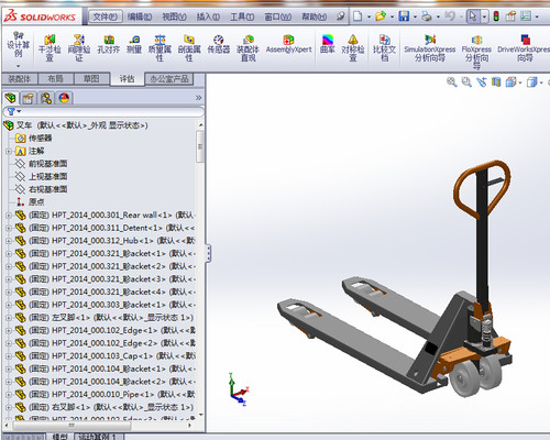 2款手拉液压叉车模型车间手拉车推车3d图纸solidworks