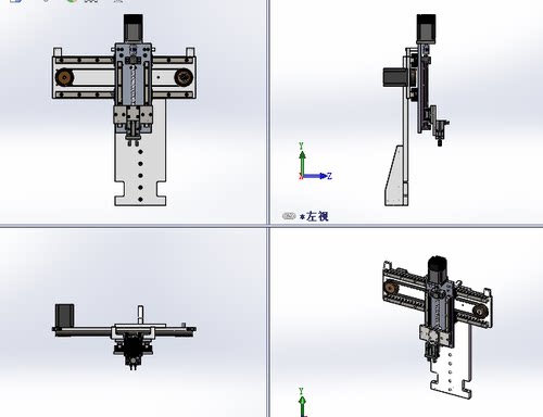 XY十字型模组滑台机械手同步带丝杠两轴搬运机械手3d全套图纸