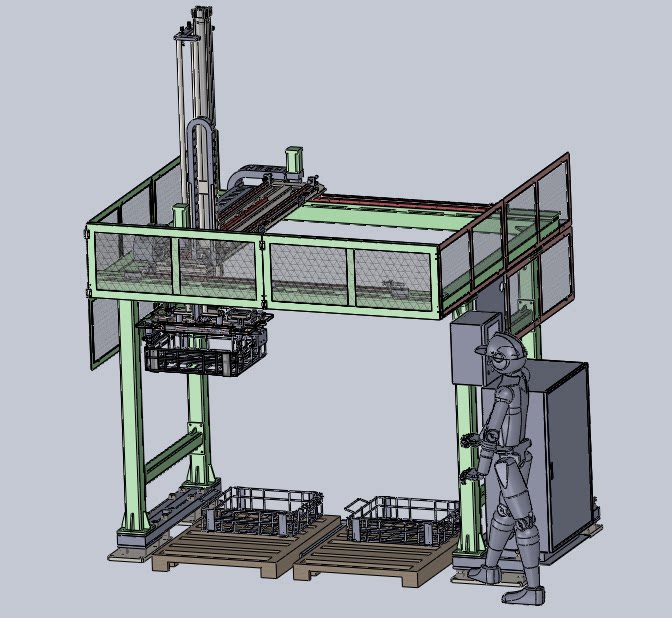 龙门架搬运机器人 大型桁架码垛机械手3d图纸吸盘式装箱码垛机