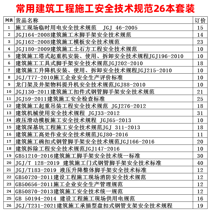 建筑工程施工安全技术规范26本