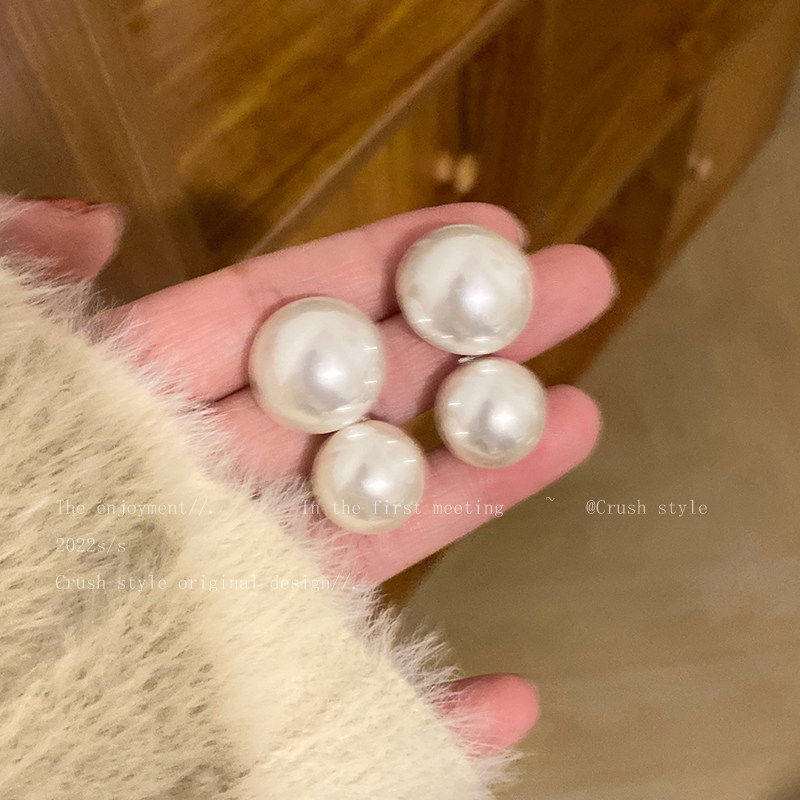 超仙气质高级感珍珠耳钉女时尚名媛风个性百搭方圆脸耳环耳饰
