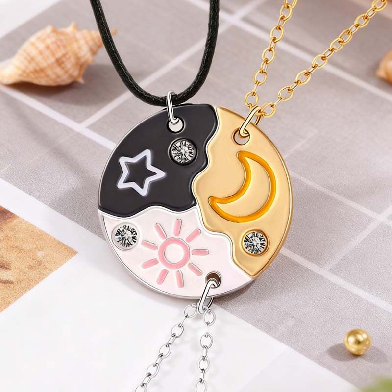 日月星辰拼接情侣项链best friend froever好朋友BFF爱心拼接项链
