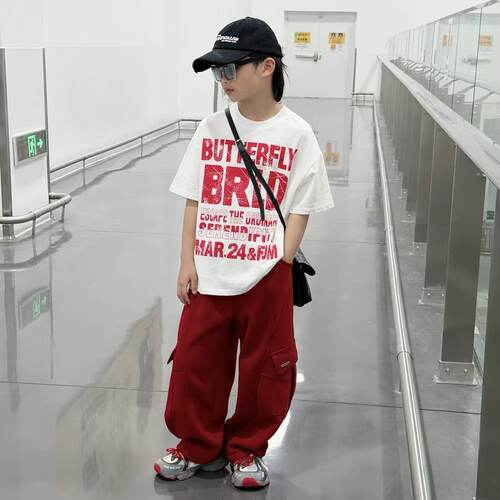 2026夏季青少年休闲字母短袖儿童印花T恤3603