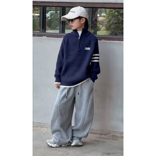 2025儿童冬季加厚半拉链毛线衣男童百搭针织衫3105