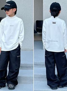 青少年长袖中领加绒T恤2025冬装儿童加厚打底衫6071