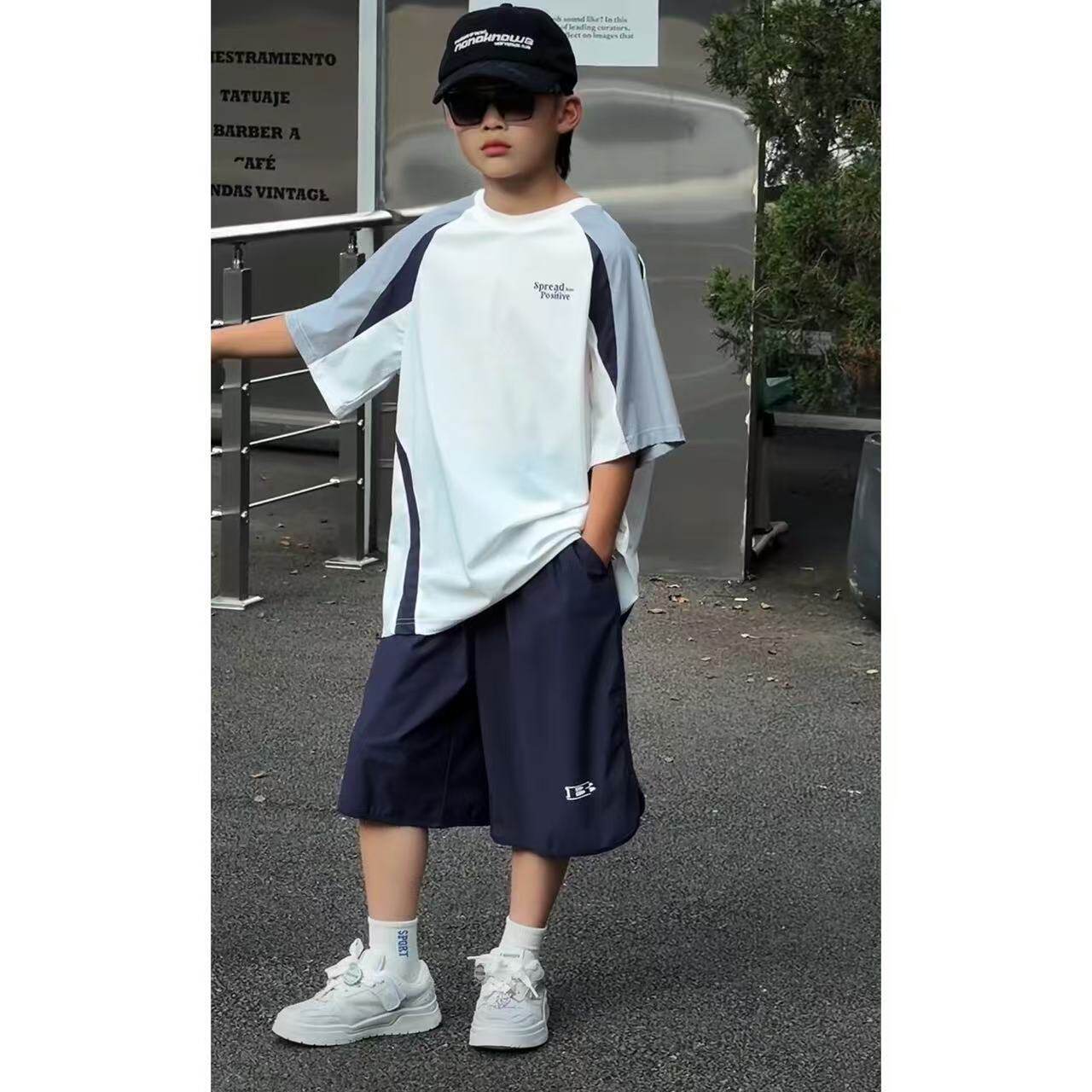 DUMAJIA 青少年夏季速干短袖短裤二件套2026儿童休闲休闲套装9110