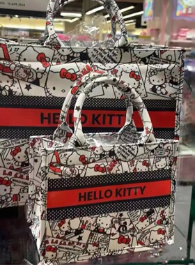 2024新款购物袋立体大容量托特帆布手提包hellokitty托特包通勤包