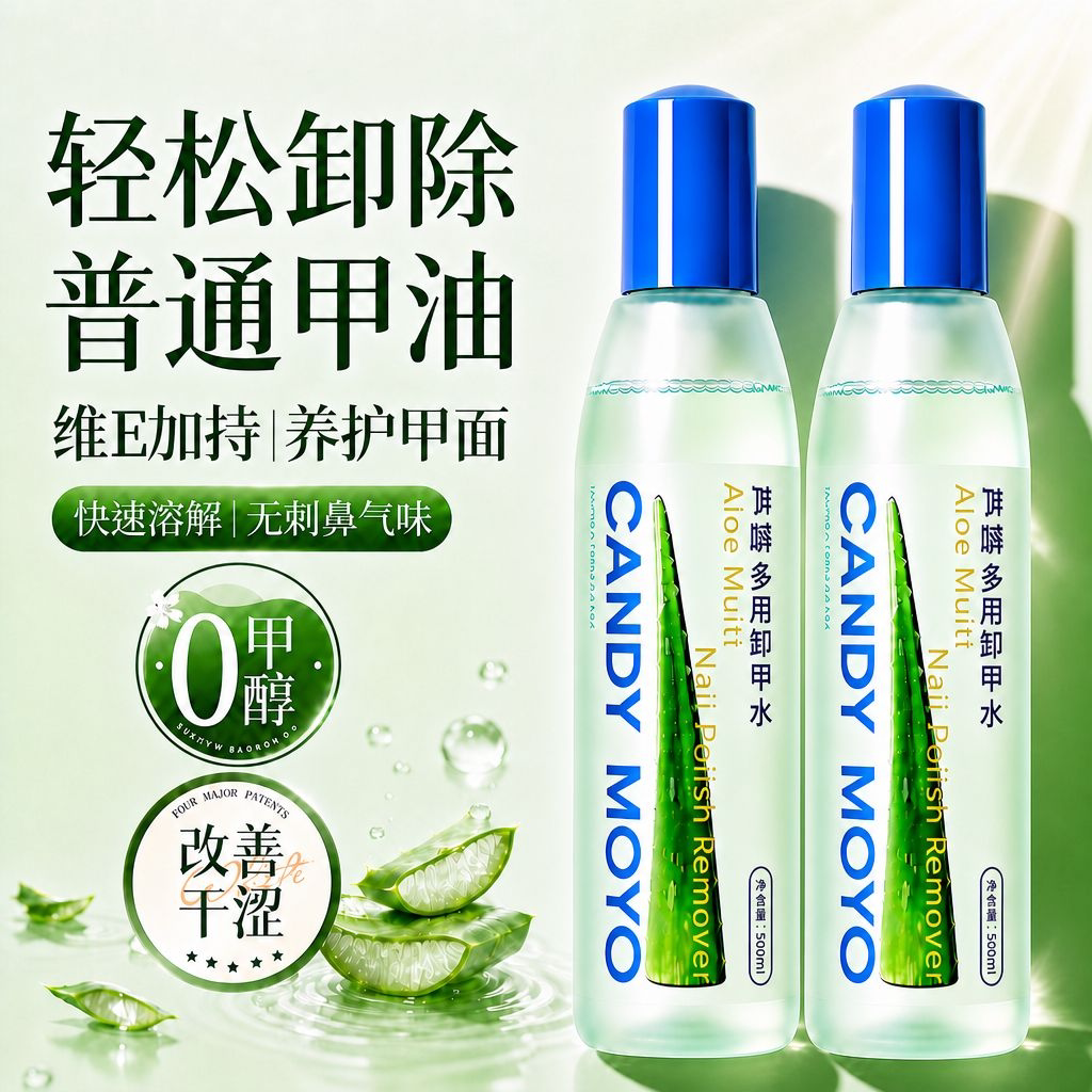 CandyMoyo芦荟多用卸甲水美甲专用 大容量温和不伤甲健康洗甲水