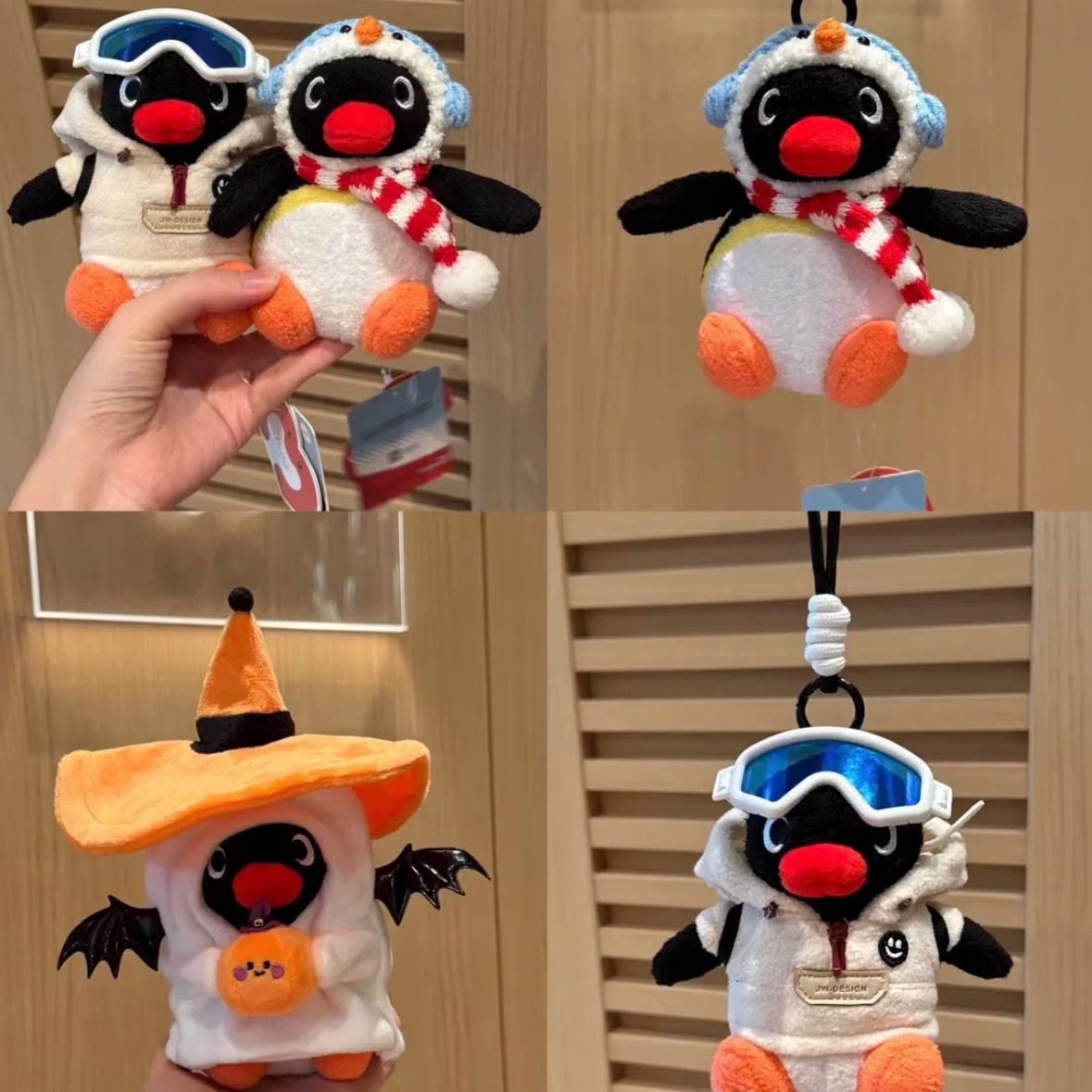 新款可爱滑雪脑袋pingu毛绒公仔玩偶小企鹅包包挂件钥匙扣装饰