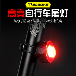 步洛克BLOOKE山地公路自行车夜行车尾灯夜间骑行LED强光警示灯