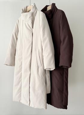 打破传统 意奢Lp 白鹅绒科技中空纱斜纹睡袍风中长款磁吸扣羽绒服