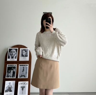 意大利bc亚麻棉毛衣亮片针织衫