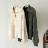 山羊绒立体镂空提花肌理翻领针织开衫 静奢高智感 意奢经典 外套