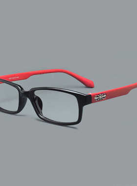 超轻TR90近视眼镜框配镜防蓝光变色防辐射方形全框眼镜框男女白色