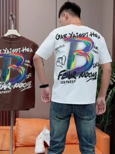 t恤男生字母B情侣半袖 潮牌潮流后背大图印花短袖 打底上衣 新款 夏季