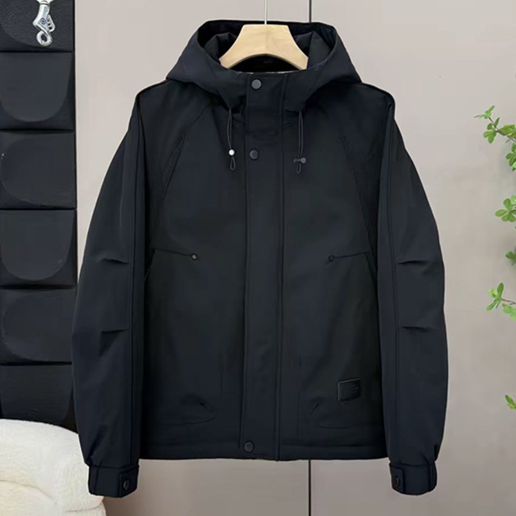 2025加厚防风工装连帽二棉夹克外套秋冬季新款男士冲锋衣夹棉棉服