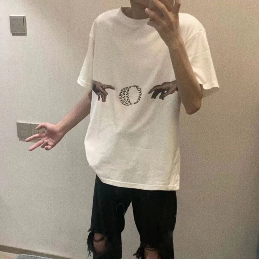 夏季网红新款潮牌纯棉手指环短袖t恤男百搭韩版宽松学生休闲半袖