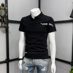 男短袖 休闲POLO衫 潮流时尚 字母印花修身 翻领T恤 2025夏季 半袖 新款