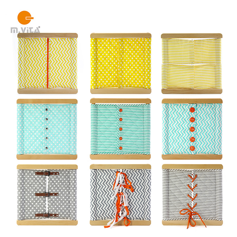 蒙生教育蒙台梭利新款casa衣饰框套装 别针钩扣蝴蝶结鞋带衣饰框