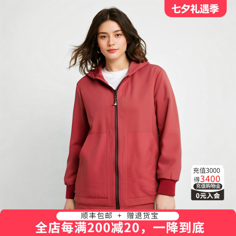 外套胖太太连帽宽松抽绳