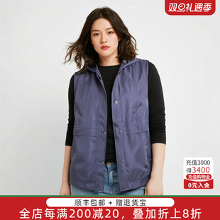 蓝色连帽弹力马甲背心妈妈装 胖太太大码 新款 春装 潮324213812 女装