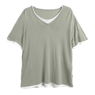 胖太太针织衫薄知性宽松假两件