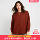 卫衣上衣外套321380210 胖太太大码 时尚 女装 咖色宽松短款 春秋新品