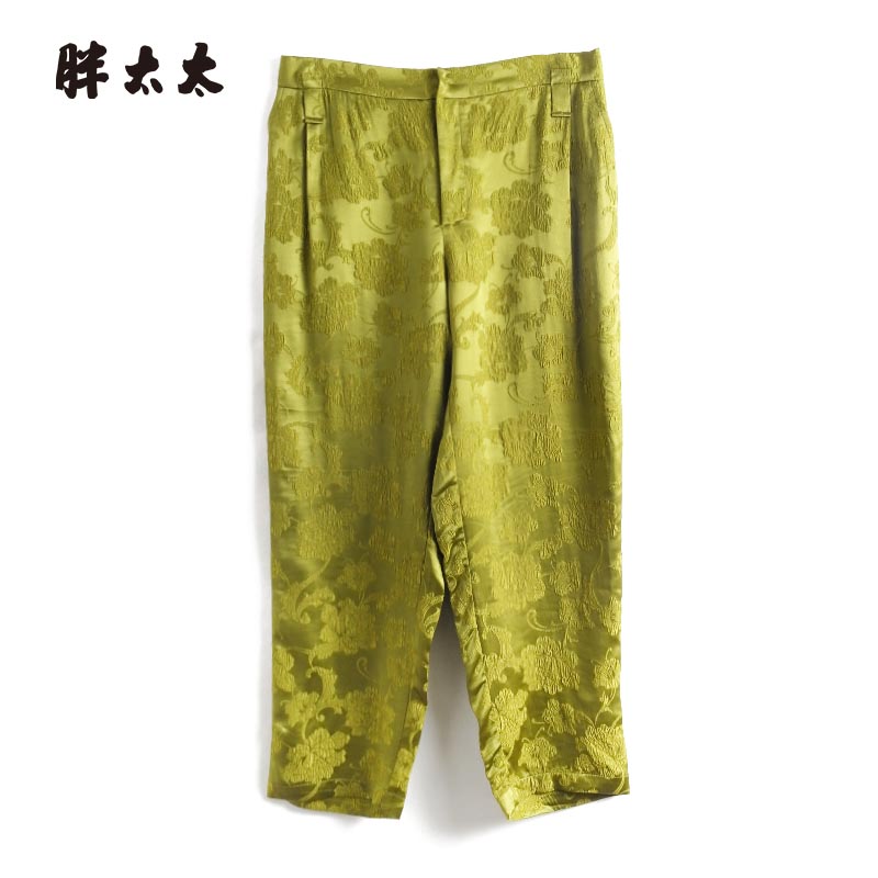 胖太太大码女装夏季新款桑蚕丝时尚休闲长裤妈妈中年款424107922