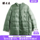 新品 冬装 绿色连帽拉链宽松中长羽绒服潮822409711 女装 胖太太大码