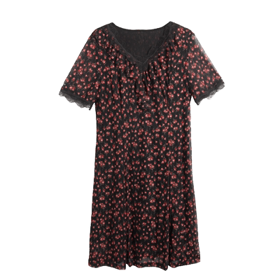 胖太太连衣裙薄知性宽松碎花