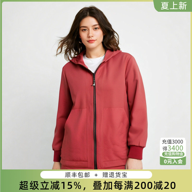 外套胖太太连帽宽松抽绳