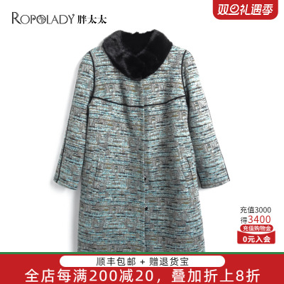 大码皮毛一体胖太太厚外套双面穿