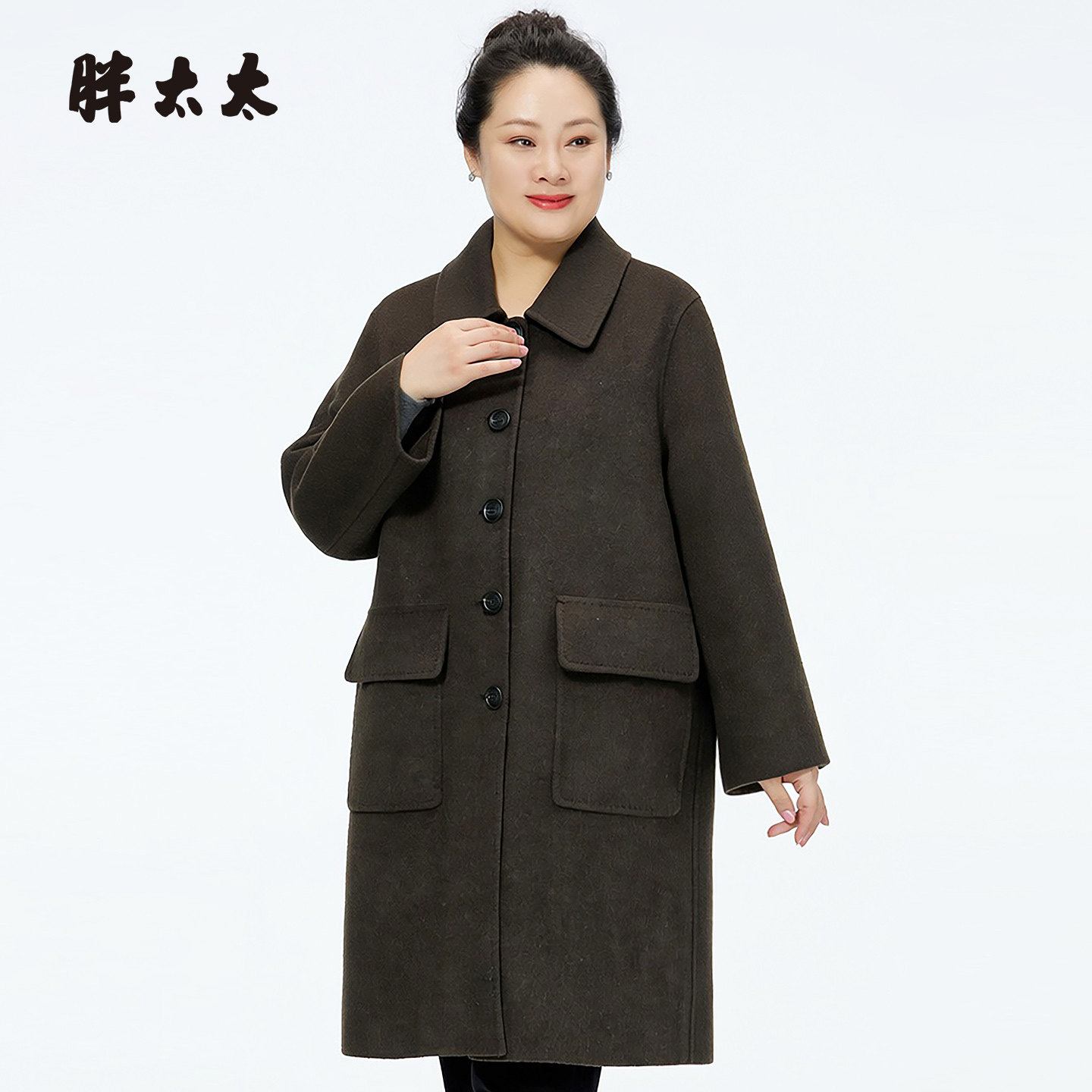 胖太太秋冬大码毛呢外套女上衣