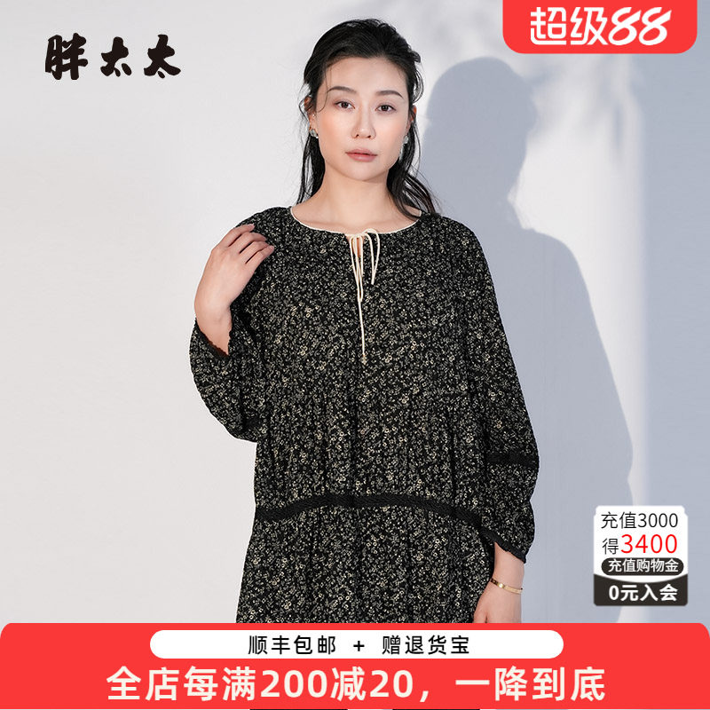 胖太太套头衫碎花图案